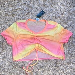 Wild Fable Pink and Yellow Mesh Shirt size XL NWT